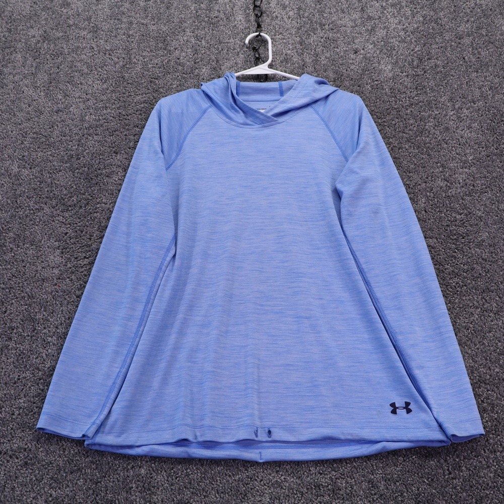 Under Armour Hoodie Womens Large Blue HeatGear Loose Fit Pullover Lightweight